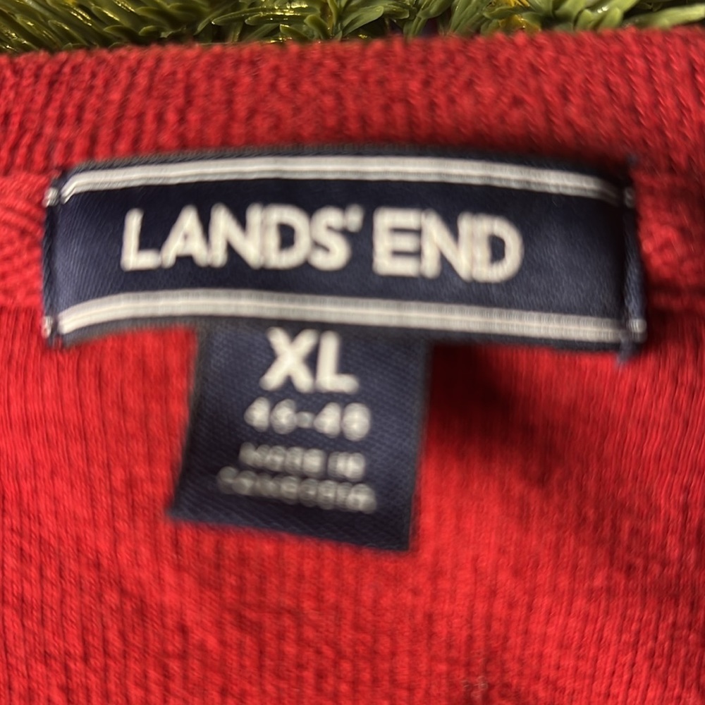 Lands End Mens V Neck Sweater/Sweatshirt Color Red Size XL - Picture 2 of 3